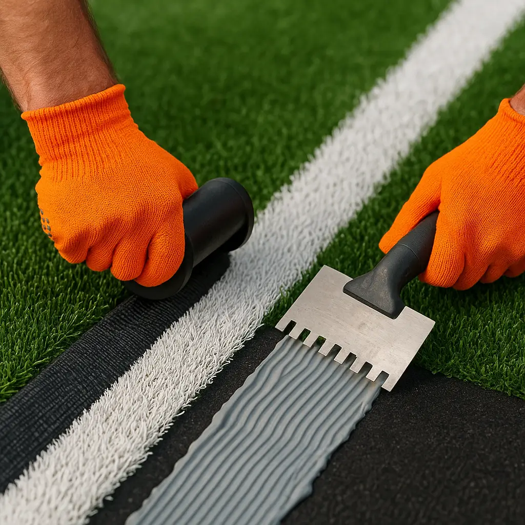 Detalle de instalación y acabado de líneas