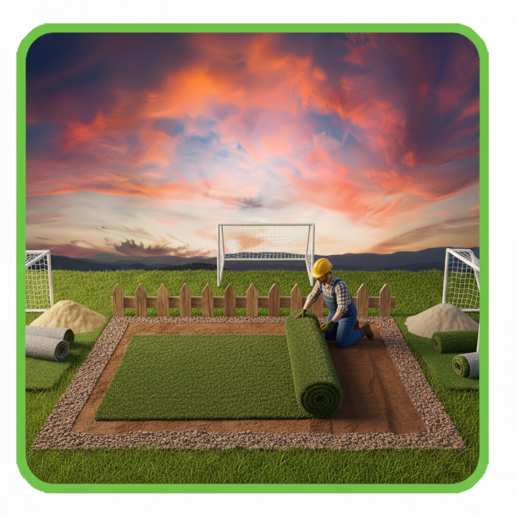 Trabajador desenrollando una base acolchada sobre la zona preparada